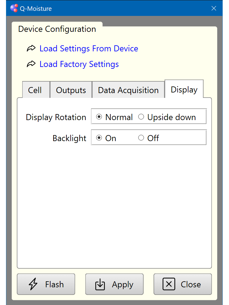 Q-Moisture Display Settings